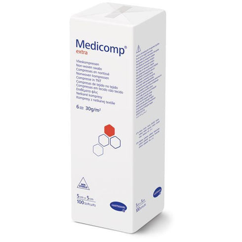 Comprese nesterile din netesut, 6 straturi, MEDICOMP EXTRA, 100 buc